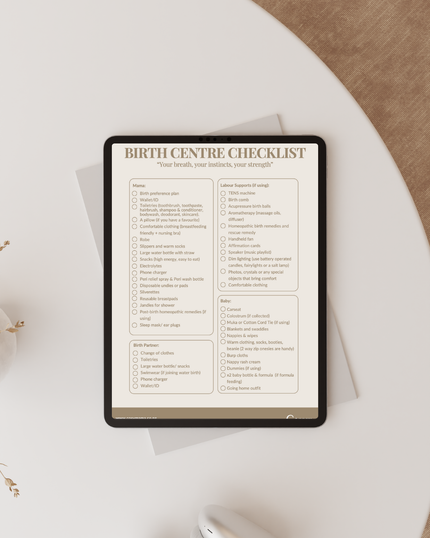 Birth Centre Check List - Downloadable PDF