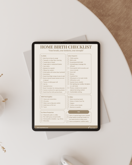 Home Birth Checklist - Downloadable PDF