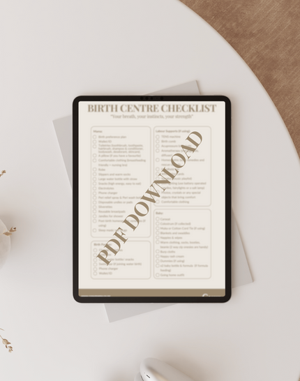 Birth Centre Check List - Downloadable PDF